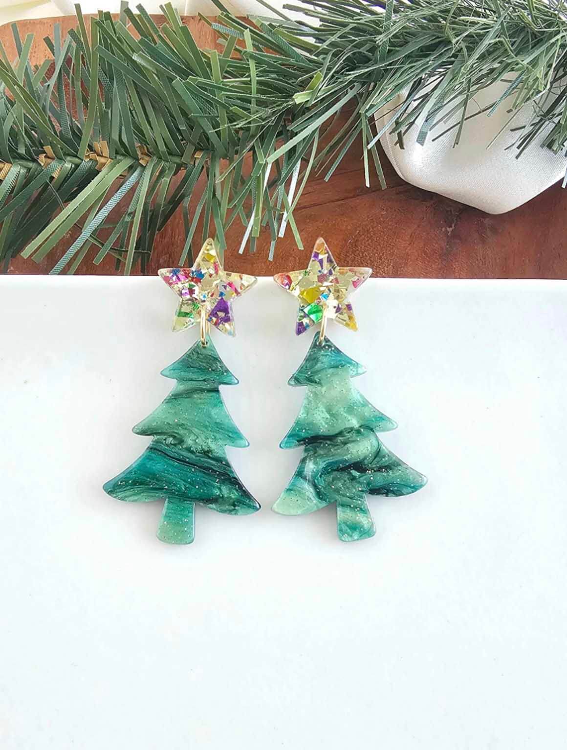 Star Christmas Tree Earrings