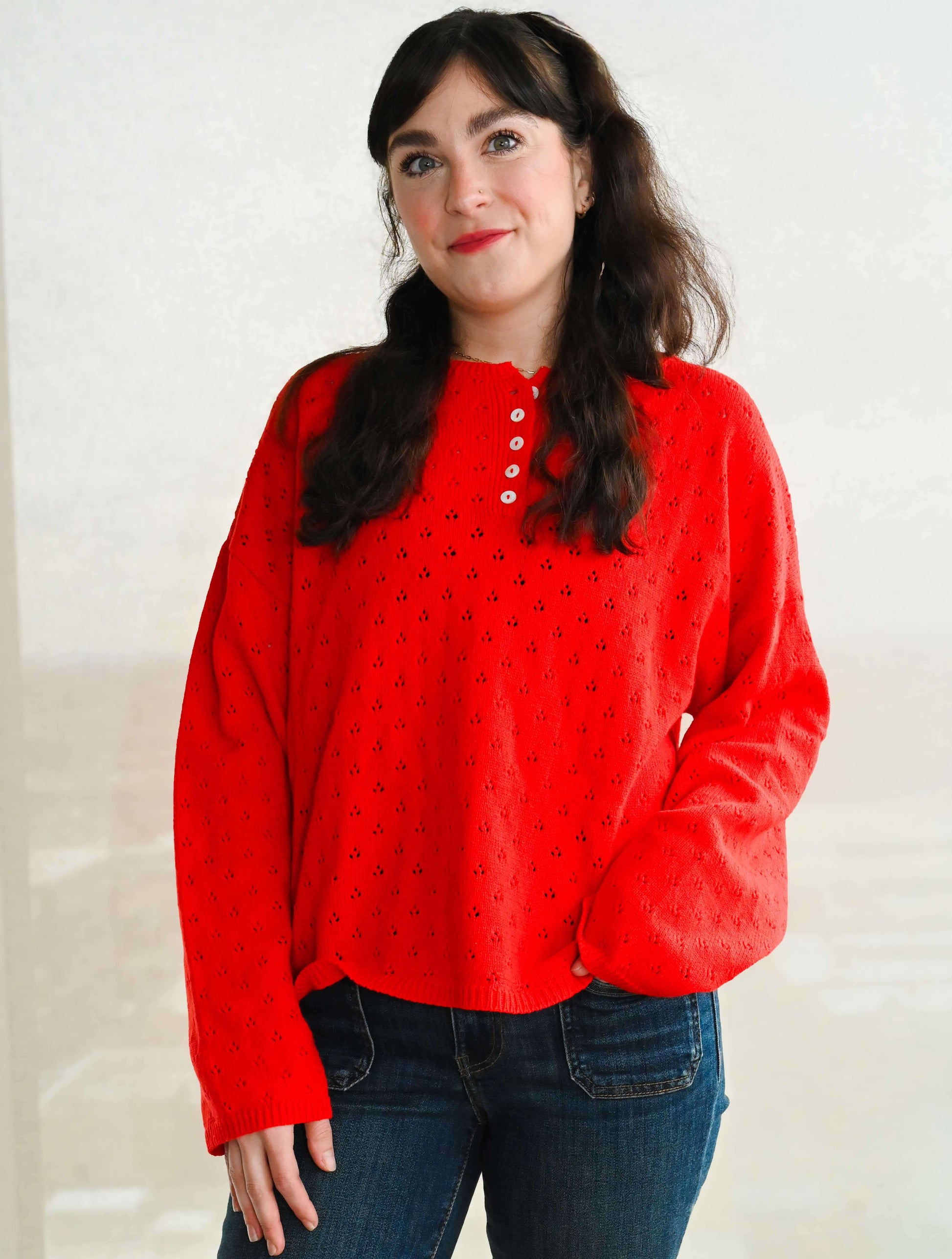 Eyelet Pull Over Sweater