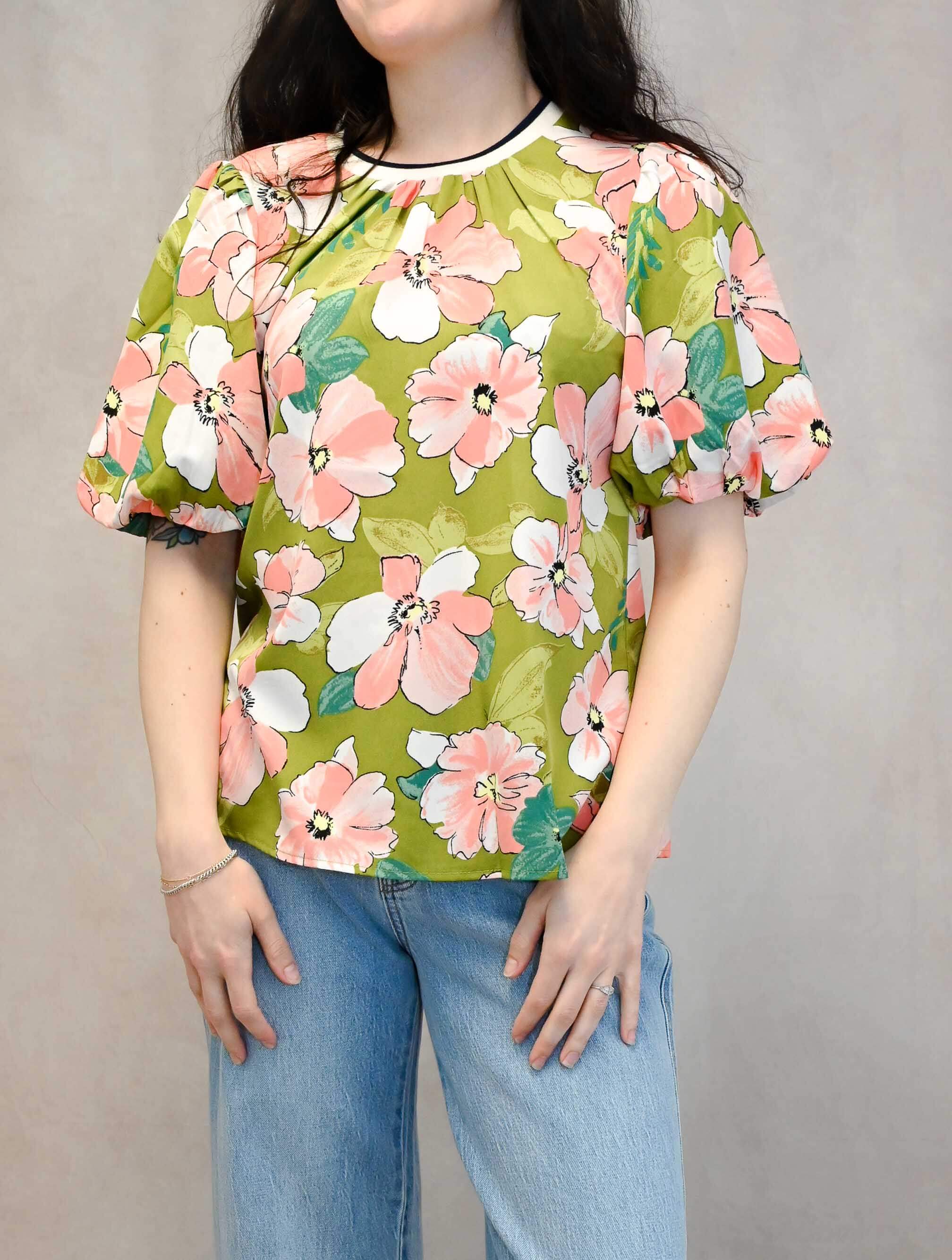 Colorful Puff Sleeve Printed Top