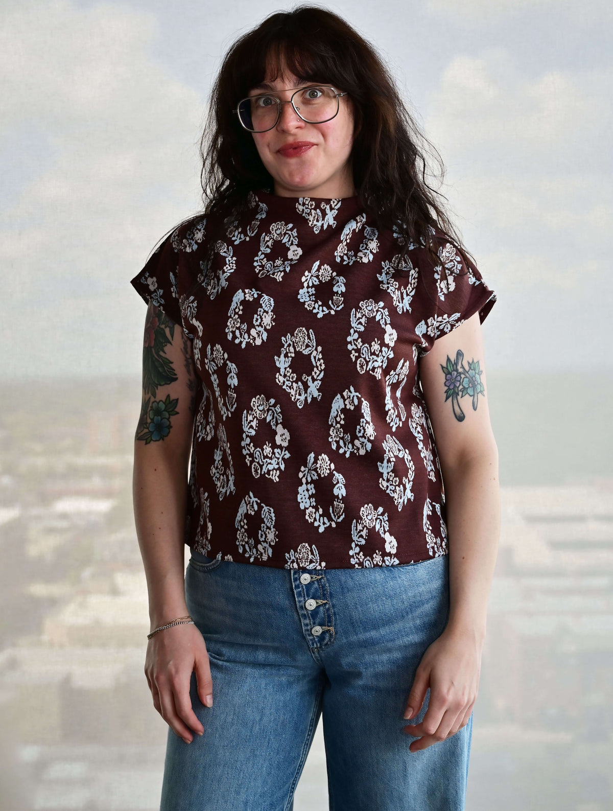 Floral Pattern Short Sleeve Top