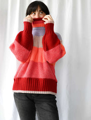 Striped Turtleneck Chunky Knit Sweater