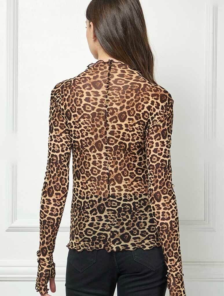 Long Sleeve Mock Neck Mesh Top