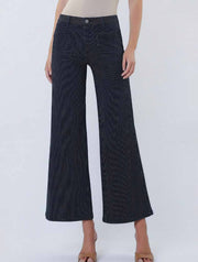 Vervet Olivia High Rise Patch Pocket Crop Striped Wide Jeans