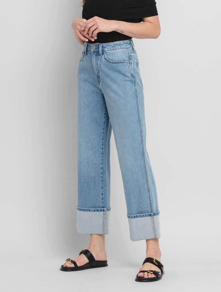 Super High Rise Cuffed Baggy Straight Leg Jean