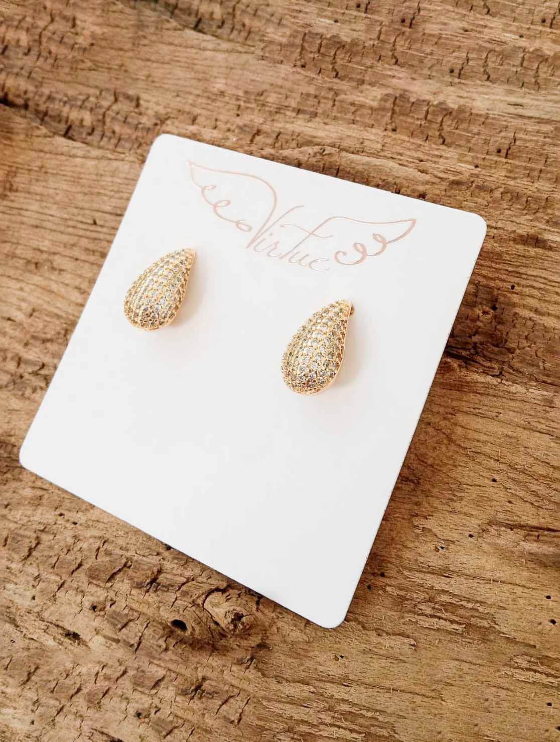Pave Teardrop Stud Earrings