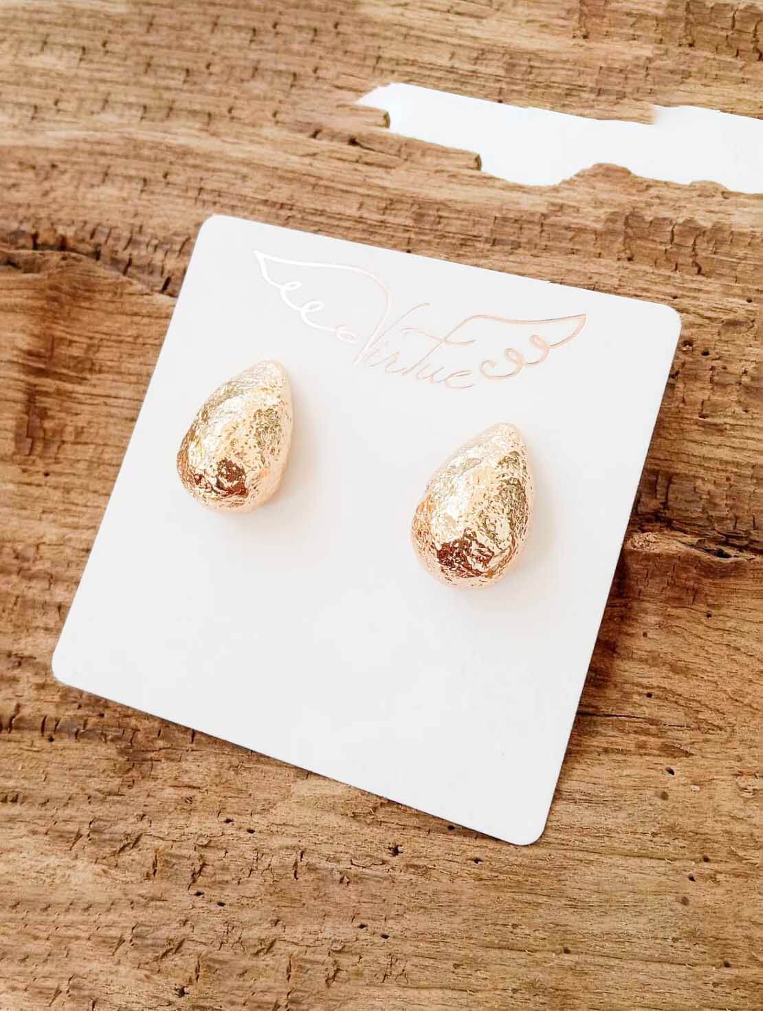 Hammered Teardrop Stud Earrings