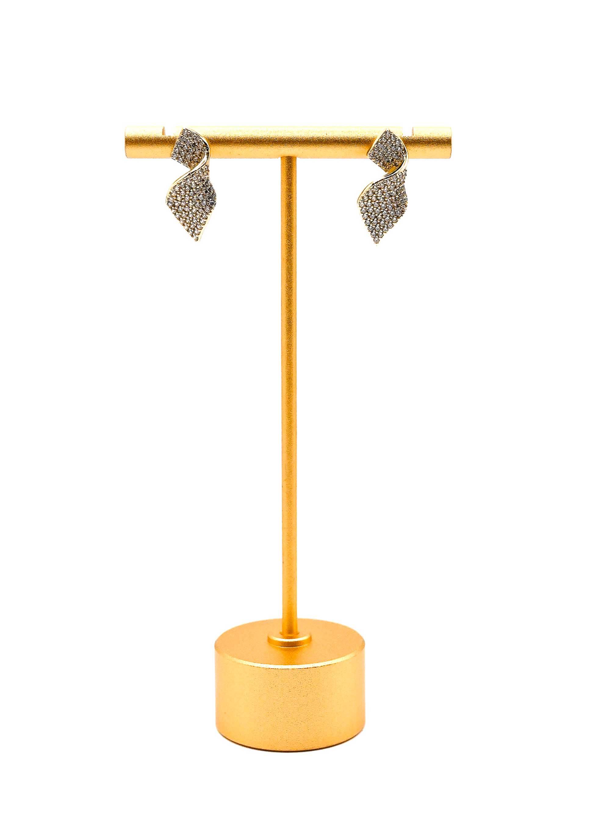 Pave Ribbon Stud Earrings