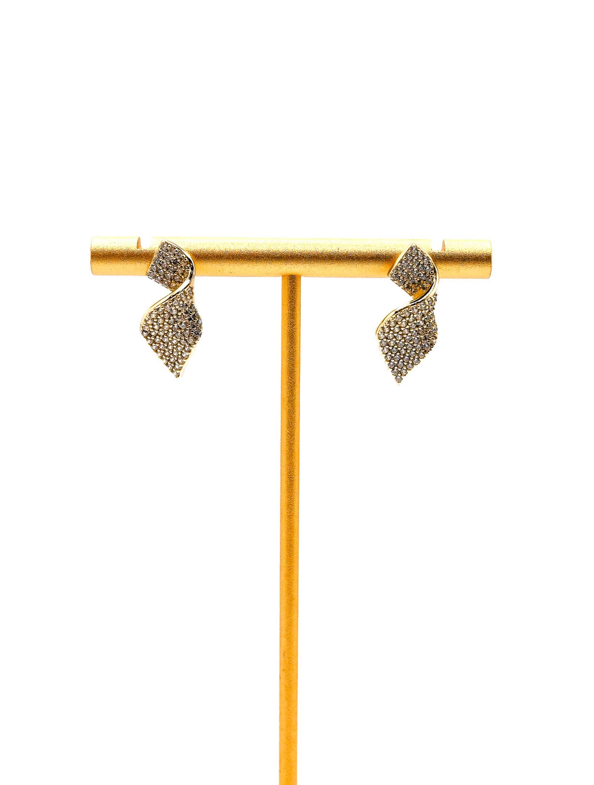 Pave Ribbon Stud Earrings