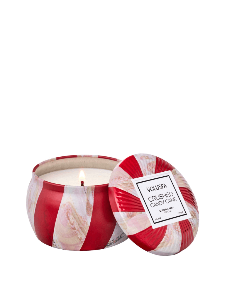 Voluspa Crushed Candy Cane Mini Tin Candle