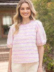 Raw Edge Contrast Cotton Textured Top