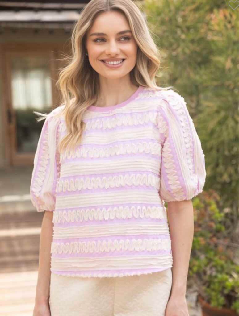 Raw Edge Contrast Cotton Textured Top