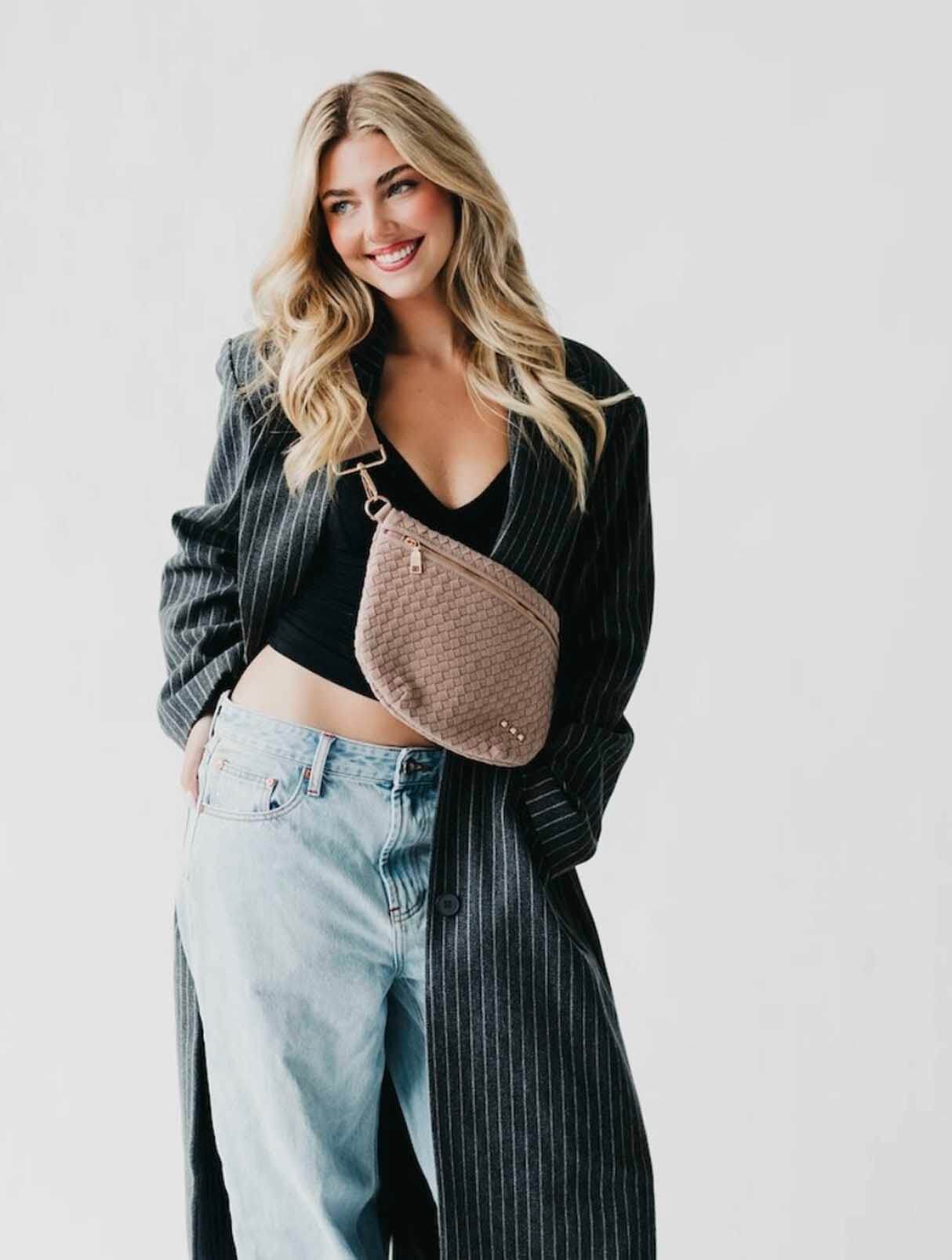 Westlyn Suede Woven Bum Bag with Studded Detail