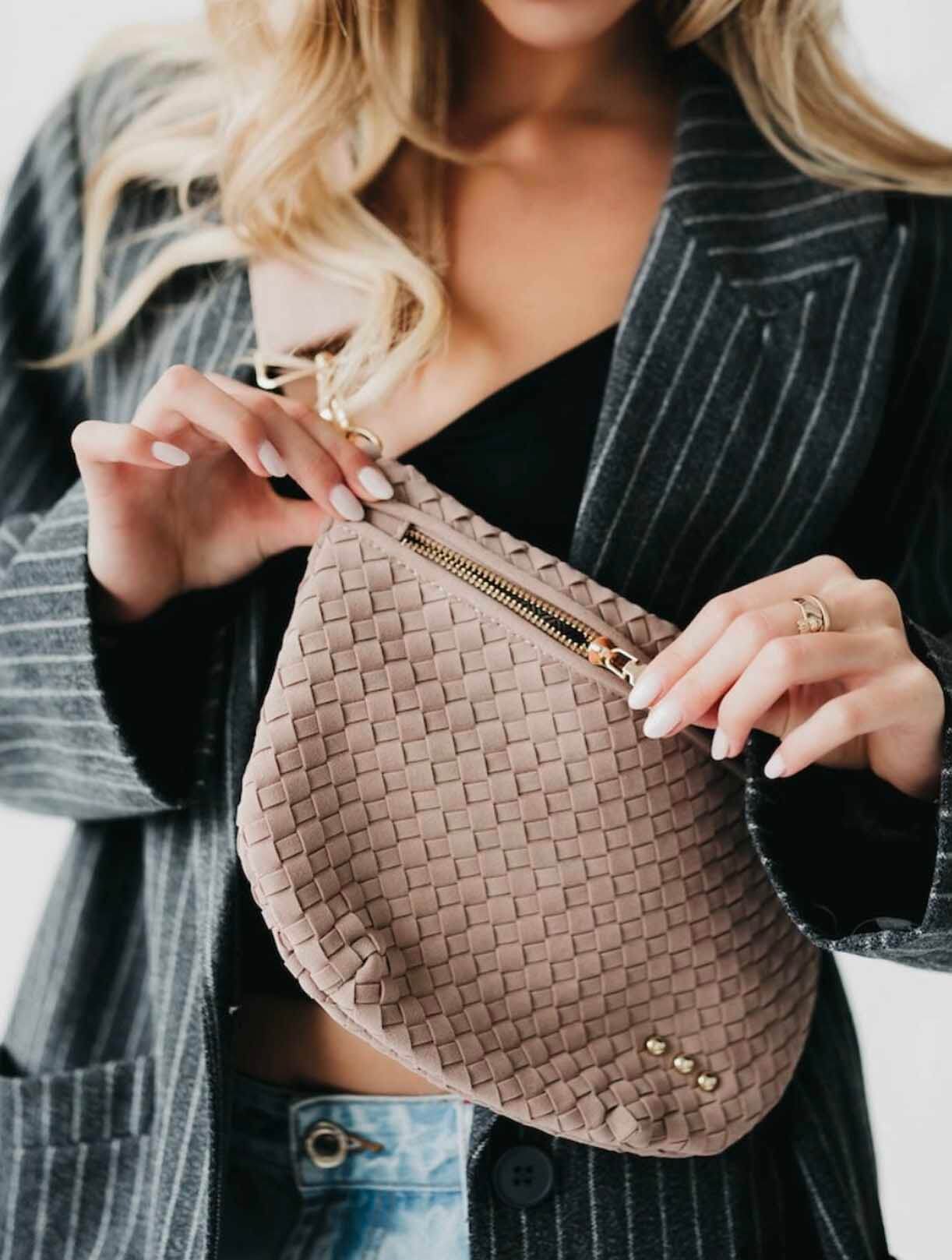 Westlyn Suede Woven Bum Bag with Studded Detail